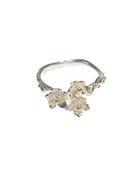Trio of Flowers 925 Silver Ring