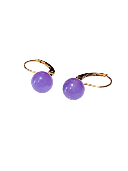 Lavender Jade & 14ct Gold Earrings