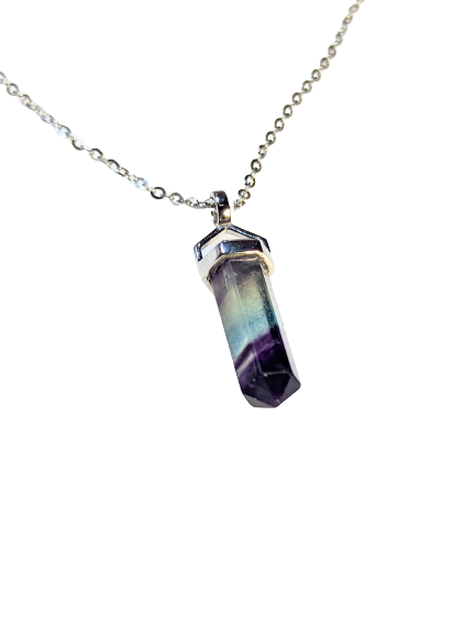 Multicoloured Fluorite Pendant in 925 Silver