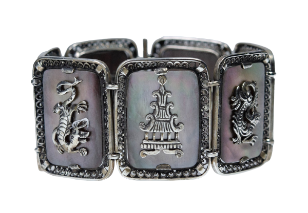 Vintage 835 Silver Bracelet - Mother Of Pearl