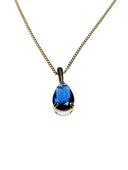 Royal Blue Teardrop Pendant in 9ct Gold