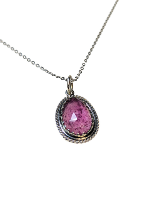 Pink Sapphire & 925 Silver Necklace - Knotted