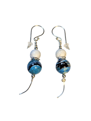 Blue Chalcedony & White Howlite Drop Earrings