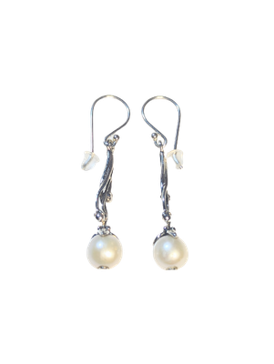 Ornate Pearl Drop Earrings in 925 Silver