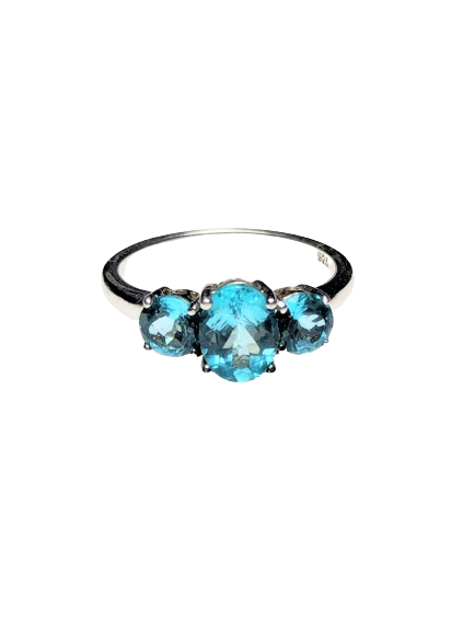 925 Silver & Aquamarine Coloured Ring