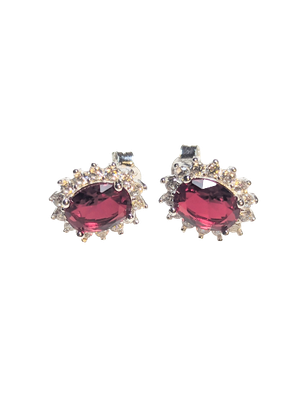 925 Silver Crimson Flower Stud Earrings