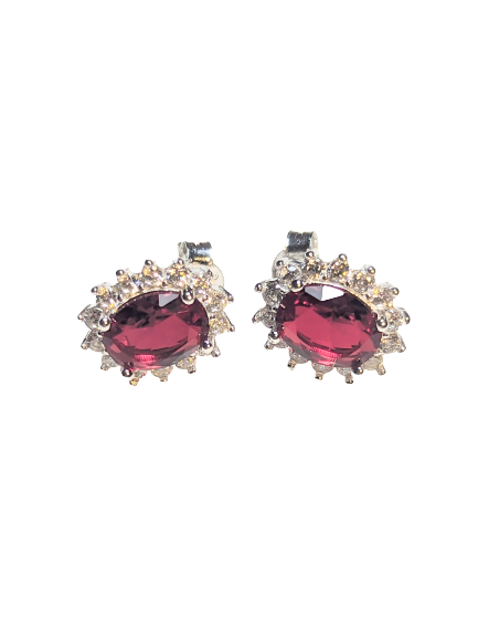 925 Silver Crimson Flower Stud Earrings
