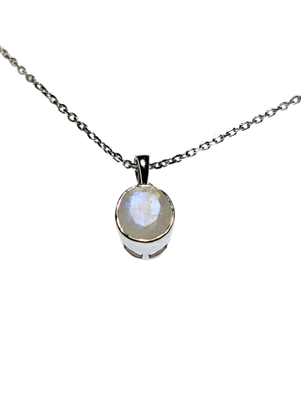 Oval Moonstone Pendant in 925 Silver