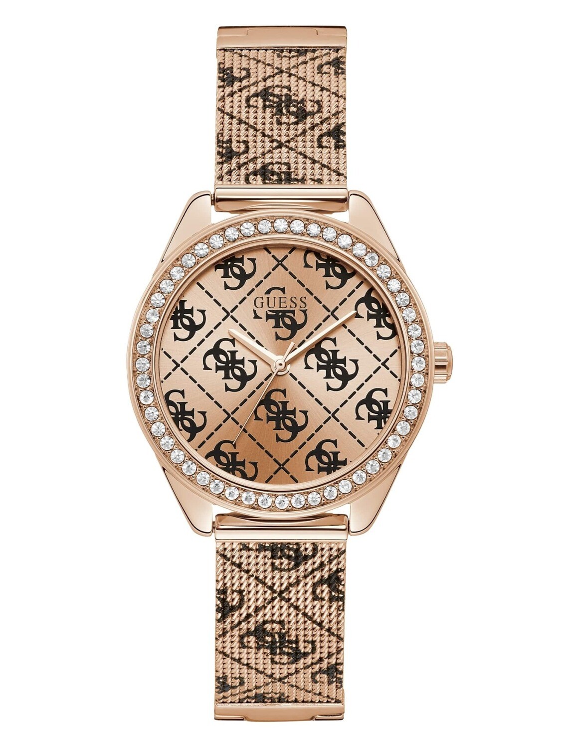 Orologio Lady Guess Claudia W1279L3 IP Rose Gold - Acciaio - 36 mm - Logo 4G Black