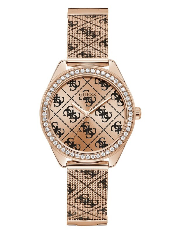 Orologio Lady Guess Claudia W1279L3 IP Rose Gold - Acciaio - 36 mm - Logo 4G Black