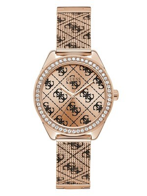 Orologio Lady Guess Claudia W1279L3 IP Rose Gold - Acciaio - 36 mm - Logo 4G Black