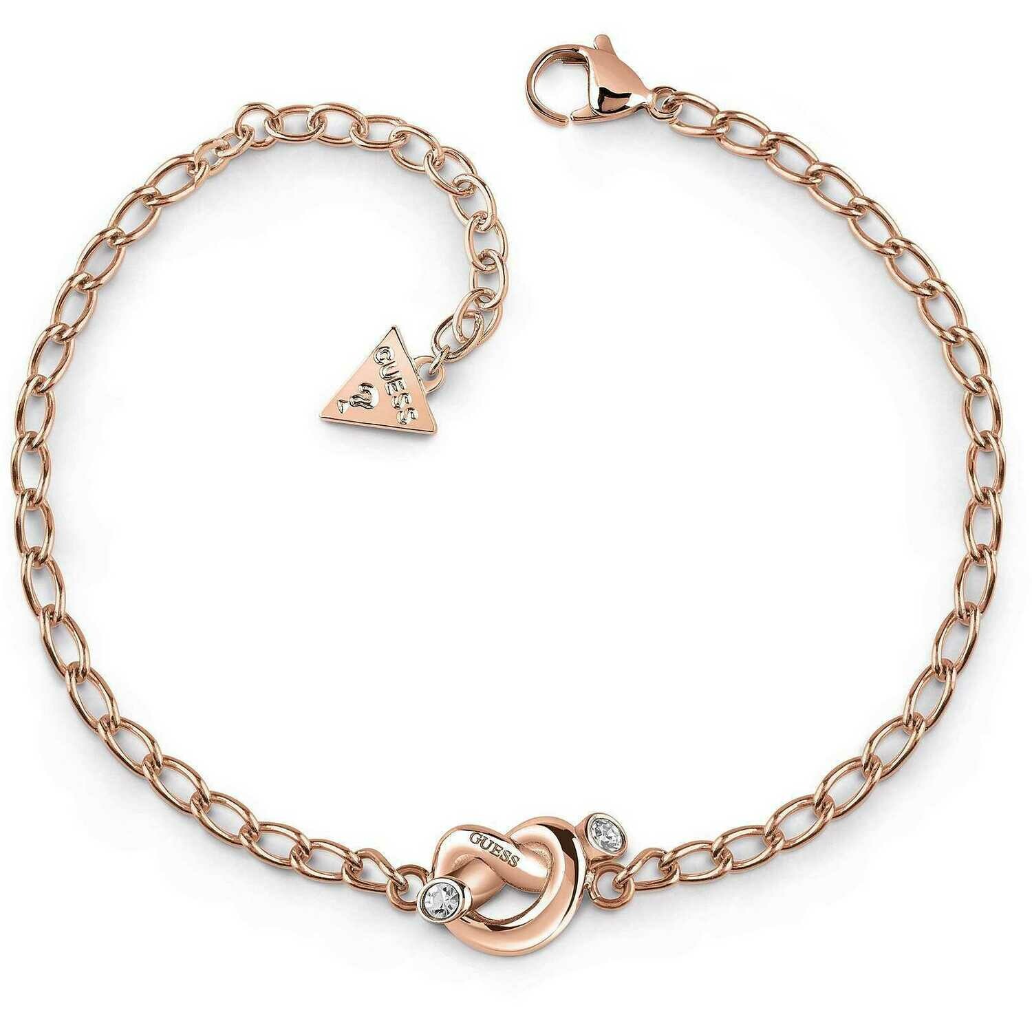 Bracciale Donna Guess Knot UBB29020-S - Acciaio IP Oro Rosa e Cristalli