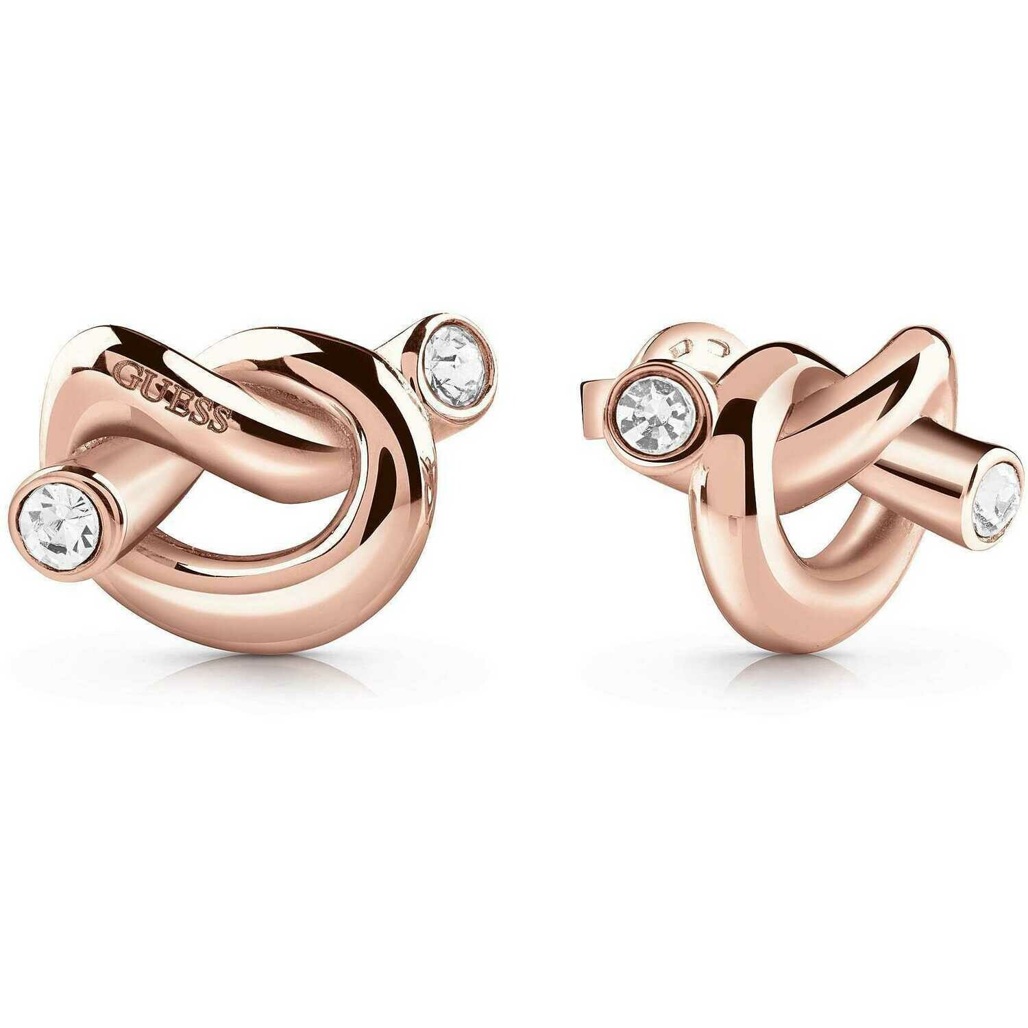 Orecchini Donna Guess Knot UBE29014 - Acciaio IP Oro Rosa e Cristalli