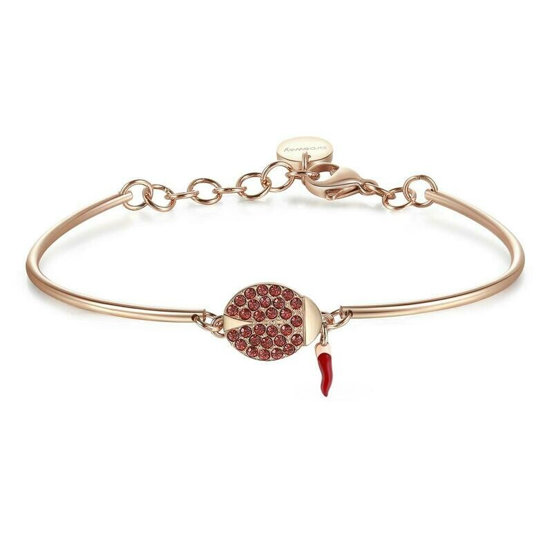 Bracciale Donna Brosway Chakra BHK359 - Acciaio PVD Oro Rosa - Cristalli - Smalto Rosso