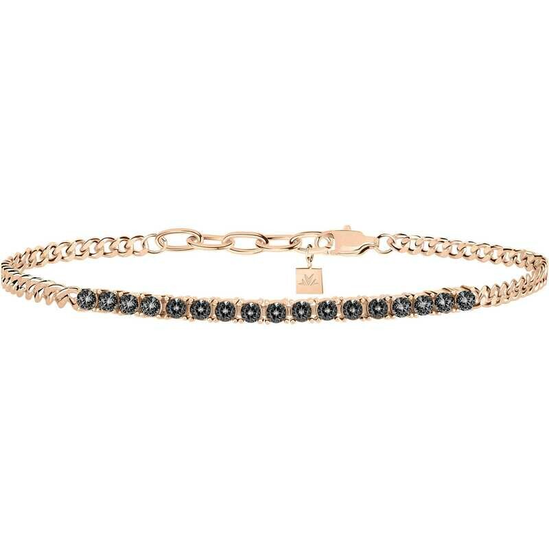 Bracciale Uomo Morellato Alfa SAEV39 - Acciaio PVD Oro Rosa - Cristalli Black