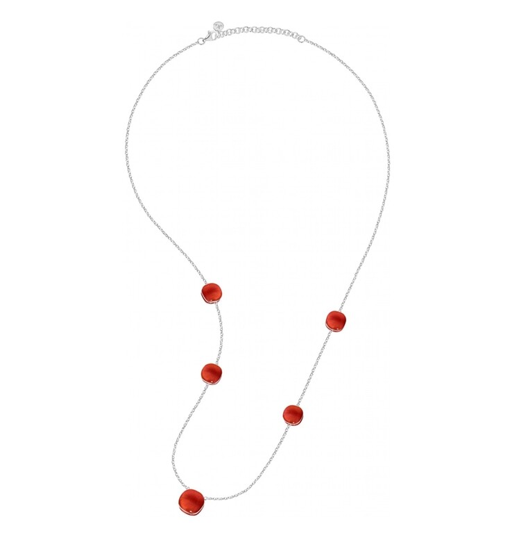 Collana Donna Morellato Gemma SAKK107 - Argento - Pietre Cat Eye Rosso Corallo - 75 +5 cm