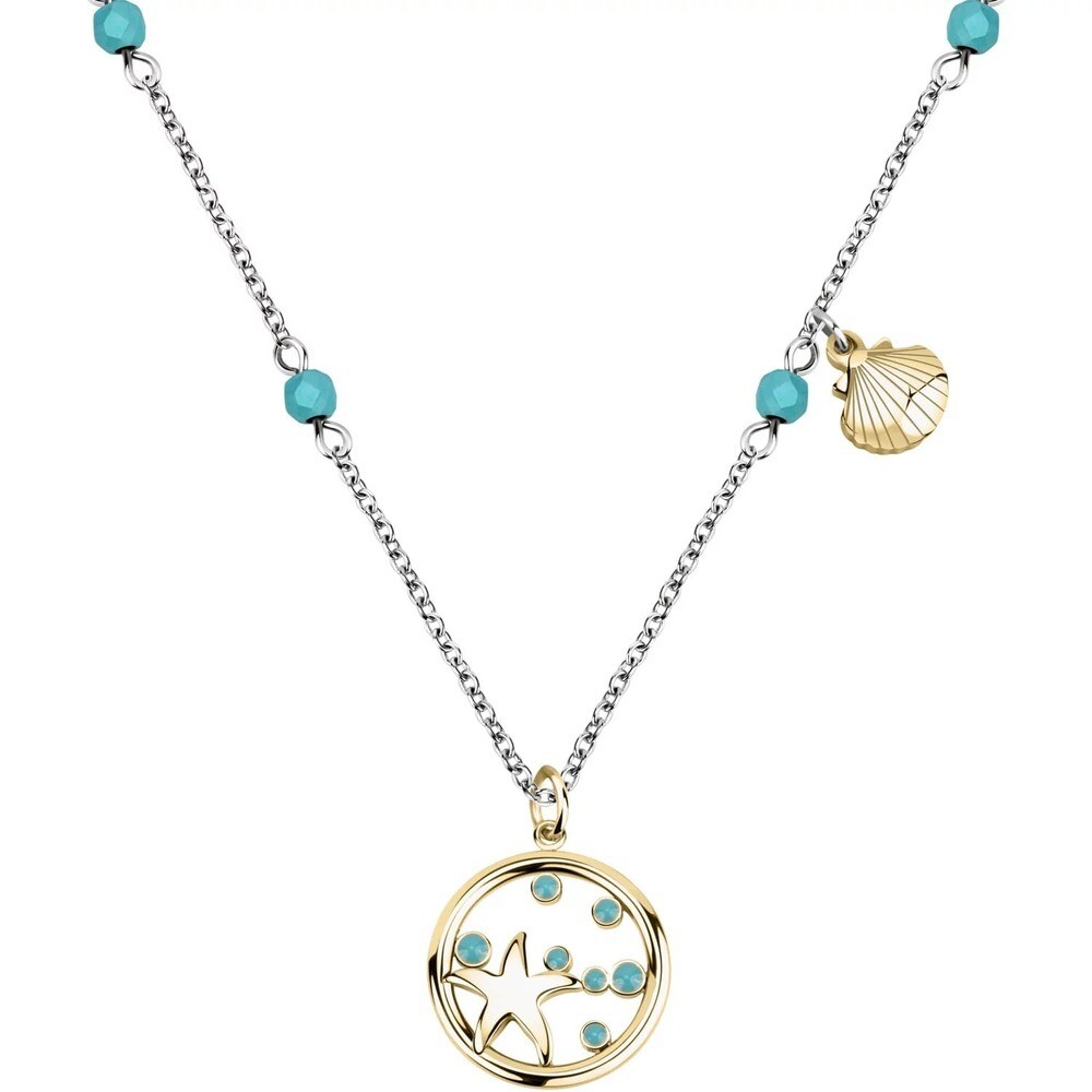 Collana Donna Stella Marina Morellato Madagascar SATF04 - Acciaio IP Oro - Turchese - Charm Conchiglia