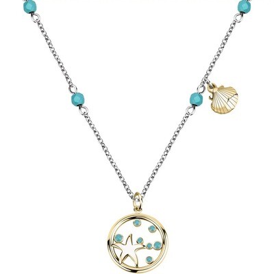 Collana Donna Stella Marina Morellato Madagascar SATF04 - Acciaio IP Oro - Turchese - Charm Conchiglia