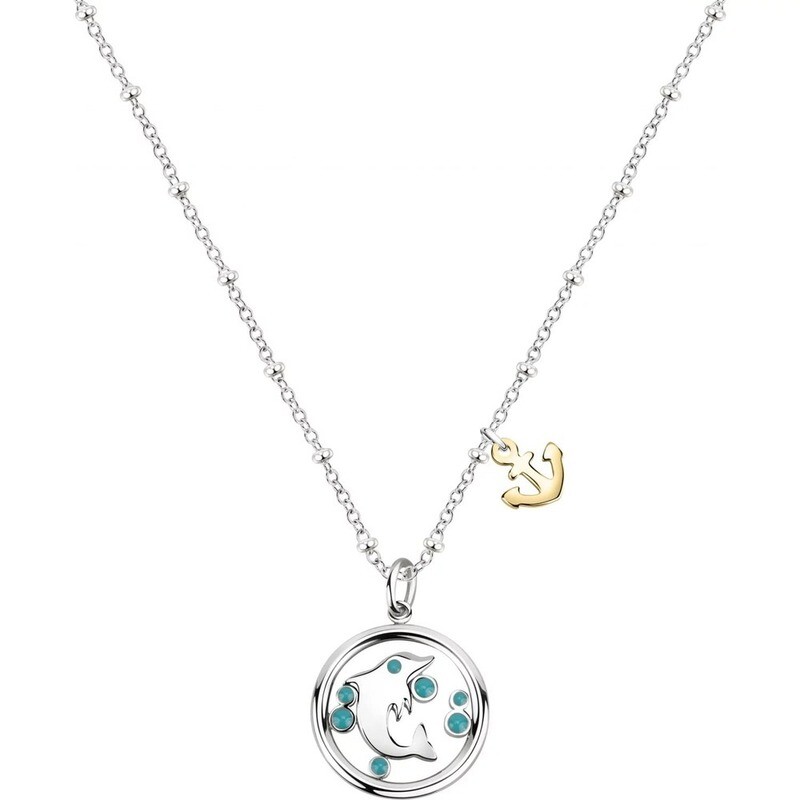 Collana Donna Delfino Morellato Madagascar SATF05 - Acciaio IP Oro - Turchese - Charm Ancora