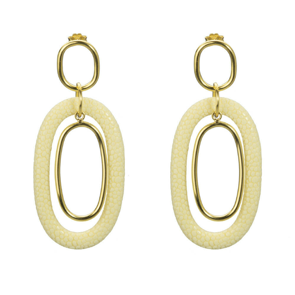 Orecchini Donna Argento 925 IP Oro - Resina Color Avorio