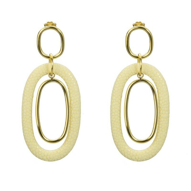 Orecchini Donna Argento 925 IP Oro - Resina Color Avorio