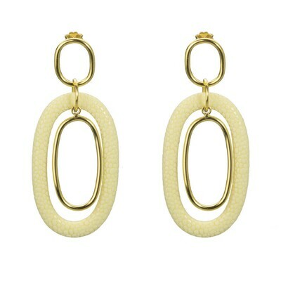 Orecchini Donna Argento 925 IP Oro - Resina Color Avorio