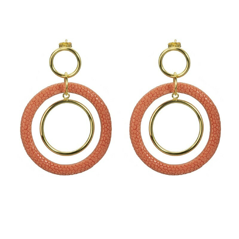 Orecchini Donna Argento 925 IP Oro - Resina Color Corallo