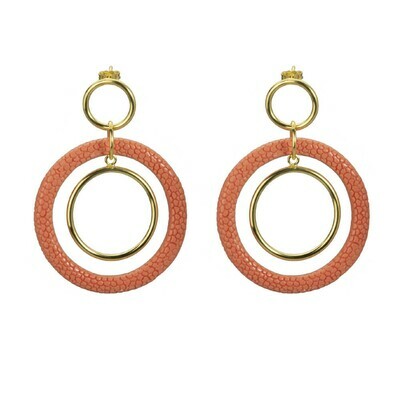 Orecchini Donna Argento 925 IP Oro - Resina Color Corallo