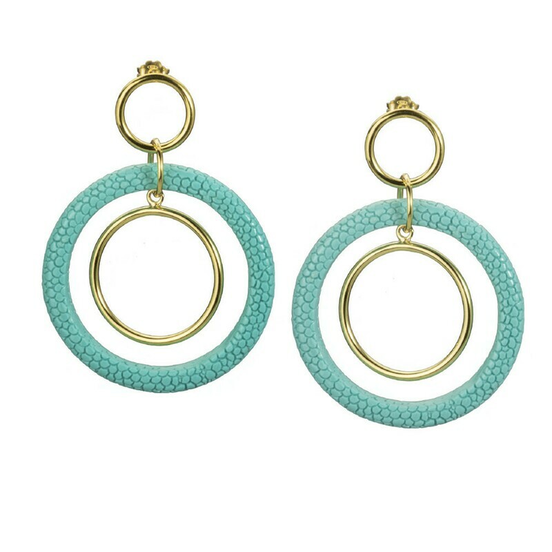 Orecchini Donna Argento 925 IP Oro - Resina Color Turchese