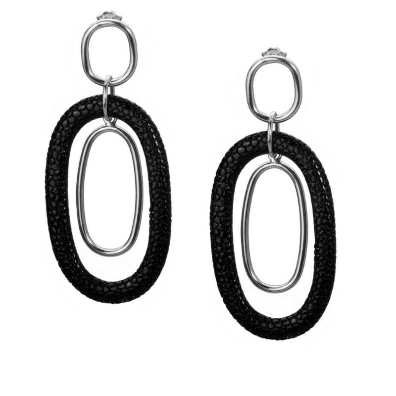 Orecchini Donna Argento 925 Rodiato - Resina Colore Nero