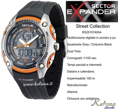 Orologio Sector Expander Street R3251574004 - Dual Time- 10Atm- Crono Digital