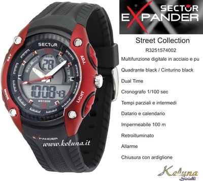Orologio Sector Expander Street R3251574002 - Dual Time- 10Atm- Crono Digital