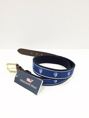 navy, black and white belt with spirit logo across the front.