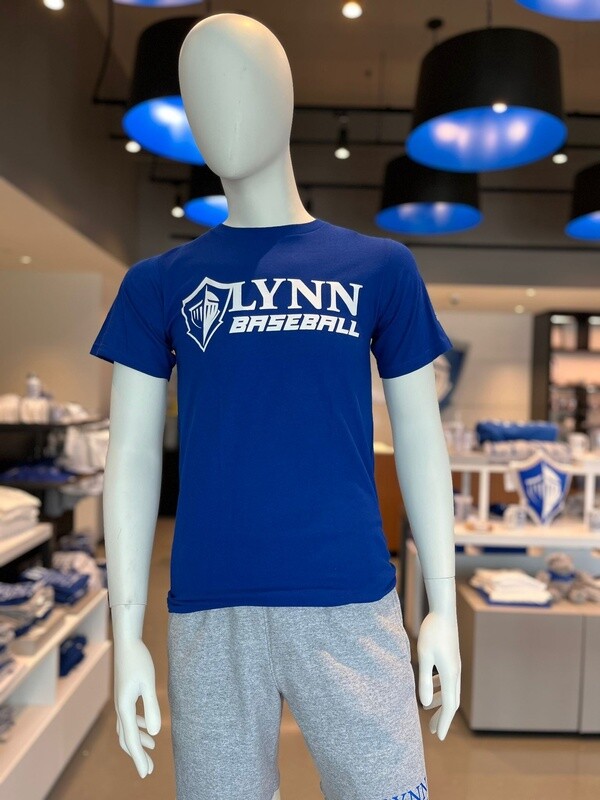 Choice between royal blue and gray with spirit logo and text saying &quot;Lynn Baseball.&quot;