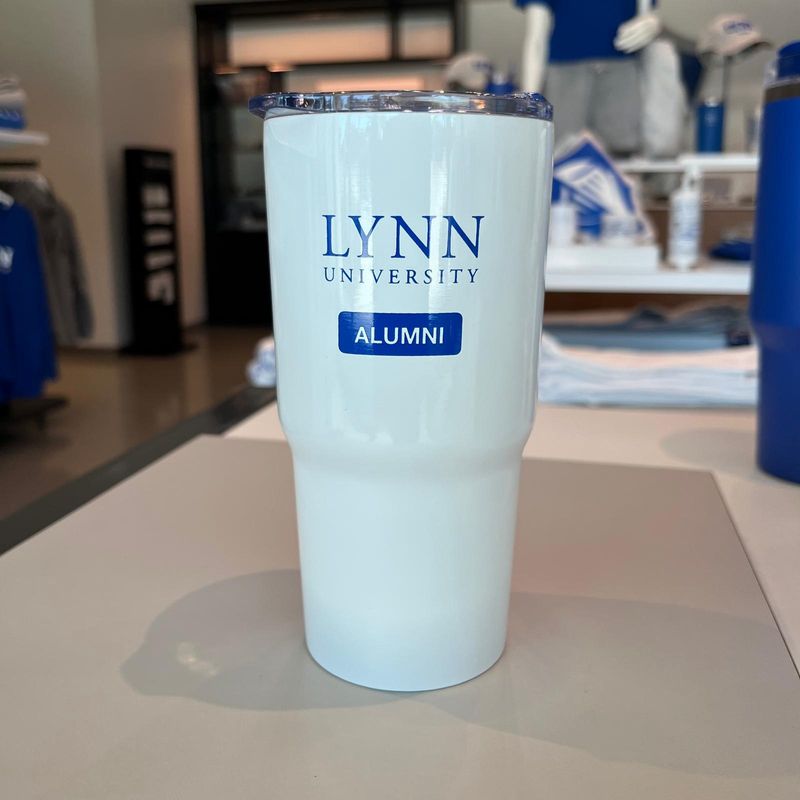 Lynn alumni stainless steel white tumbler 20 oz