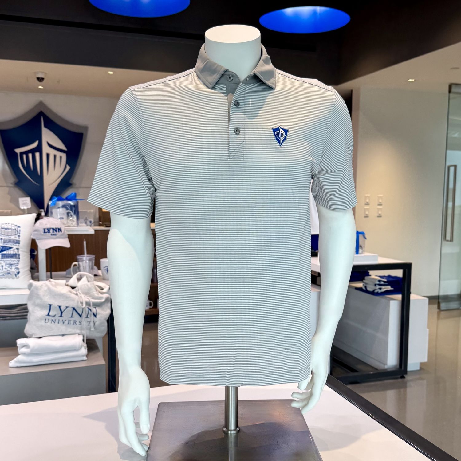 Cutter &amp; Buck eco gray/white stripe polo, Size: Small