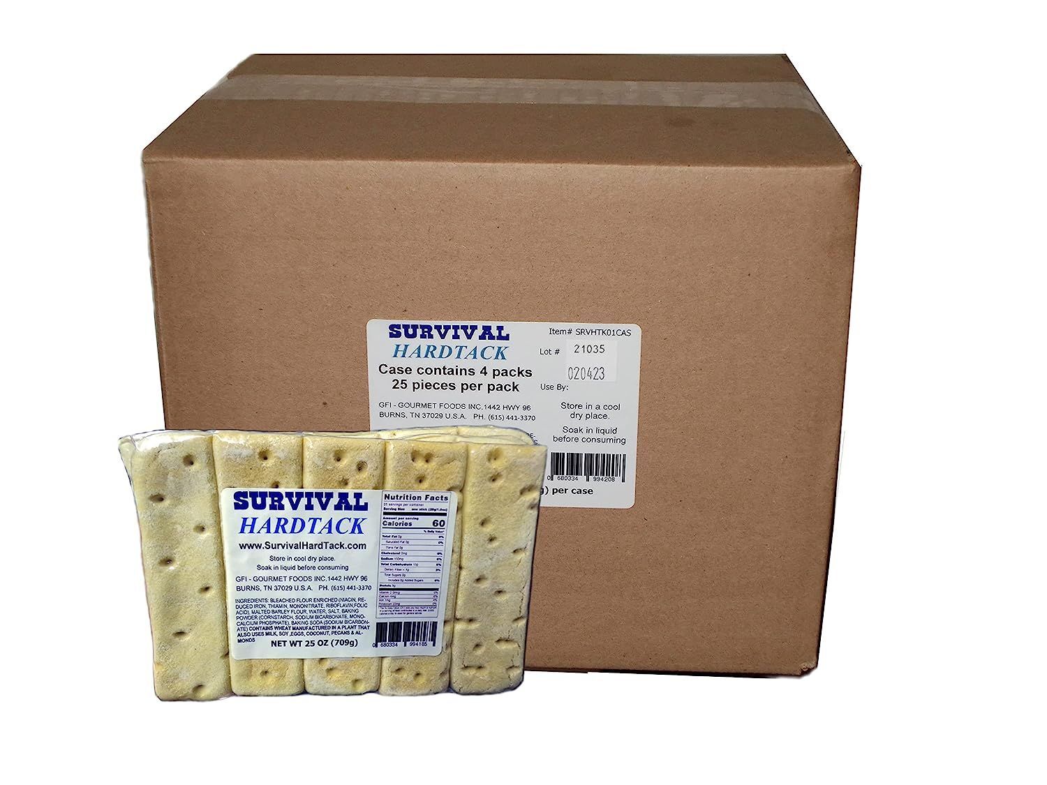 Survival HardTack, Emergency Food Supply, 100 PCS Per Case