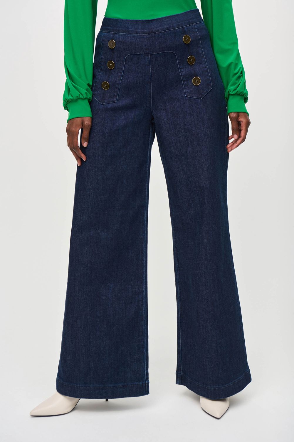 High Rise Wide Leg Denim Pants