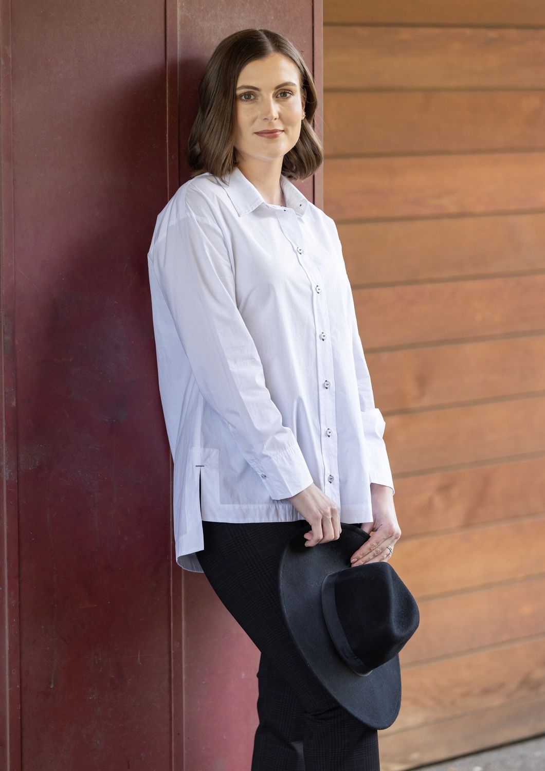 Cotton Shirt with contrast stitch