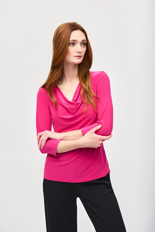 Silky Knit Cowl Neck Top