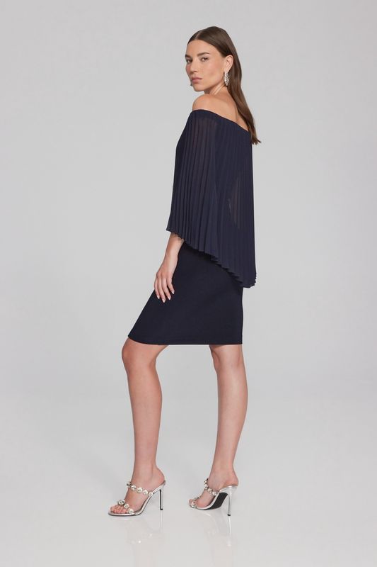 Silky knit sheath dress with cape