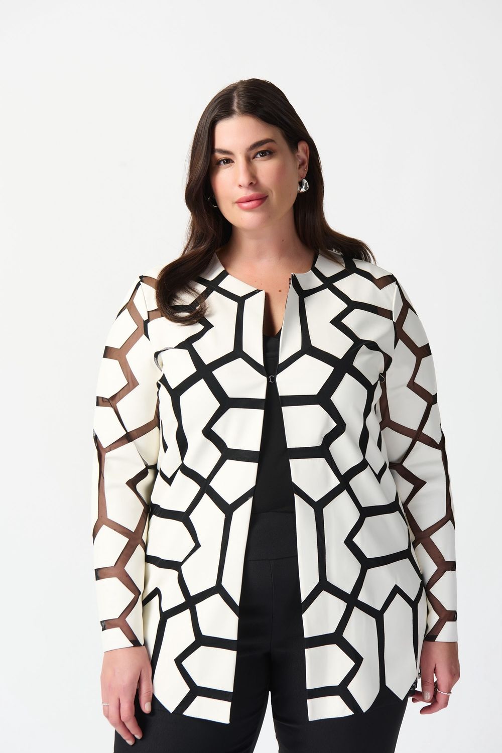 Laser-Cut Leatherette on Mesh Jacket