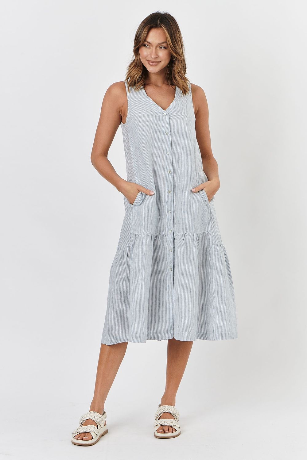 Sleeveless Button Through Dress