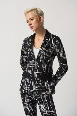 Face print Zip Blazer