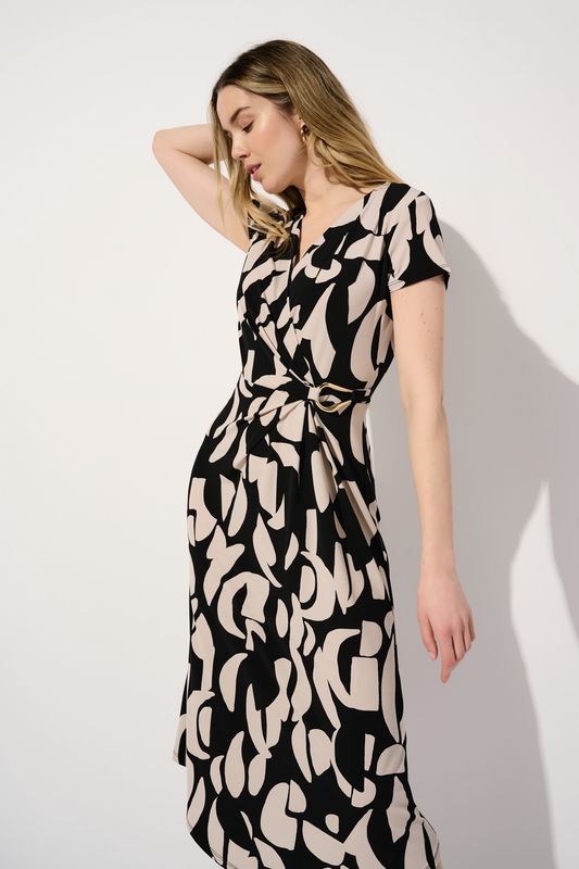 Abstract Print Wrap Dress