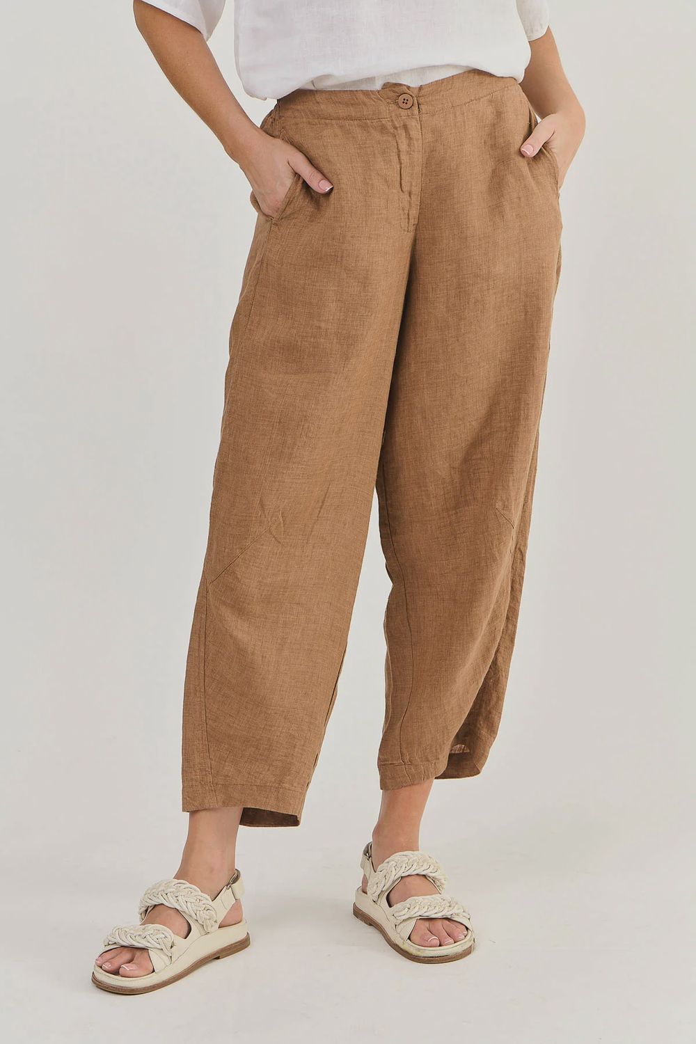 Fly front Linen Pants