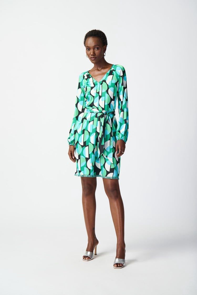Geo Print Satin Dress