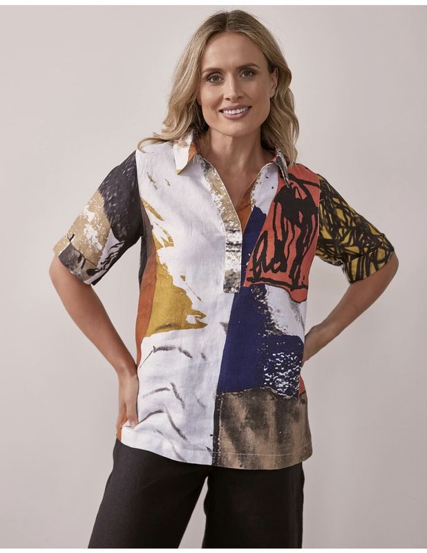 100% Linen SS Collared Tunic