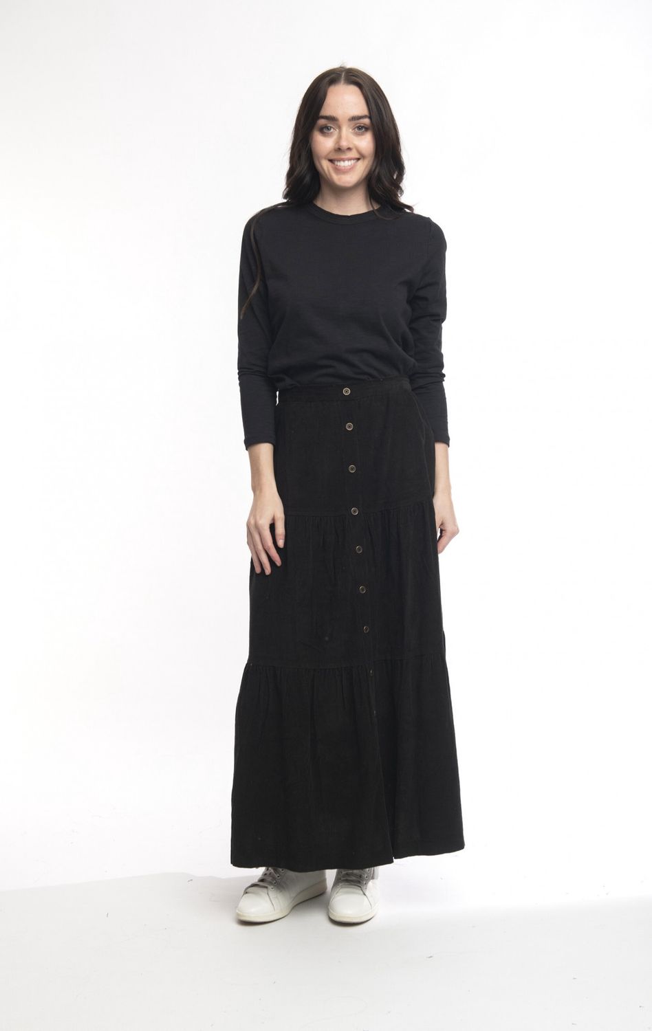 Cord Solid Layered Skirt