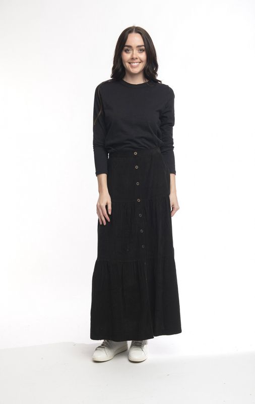 Cord Solid Layered Skirt